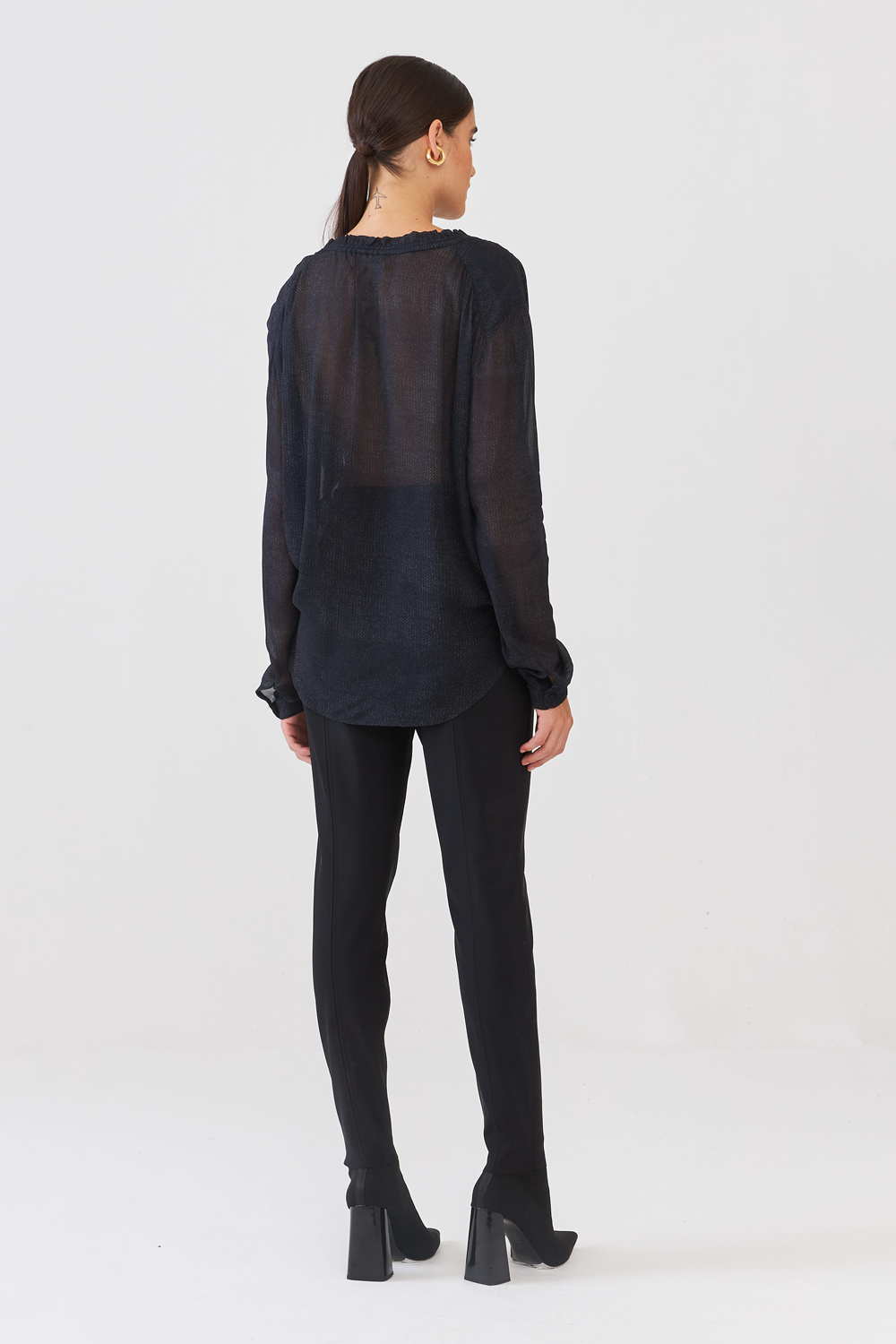 Blusa Malha Decote Franzido Knit