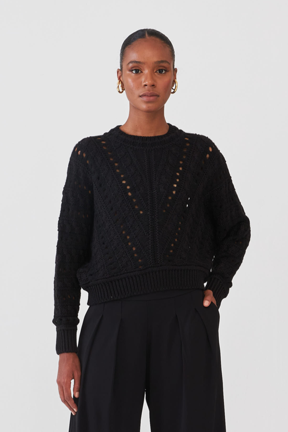 Blusa Manga Morcego Em Tricot Preto