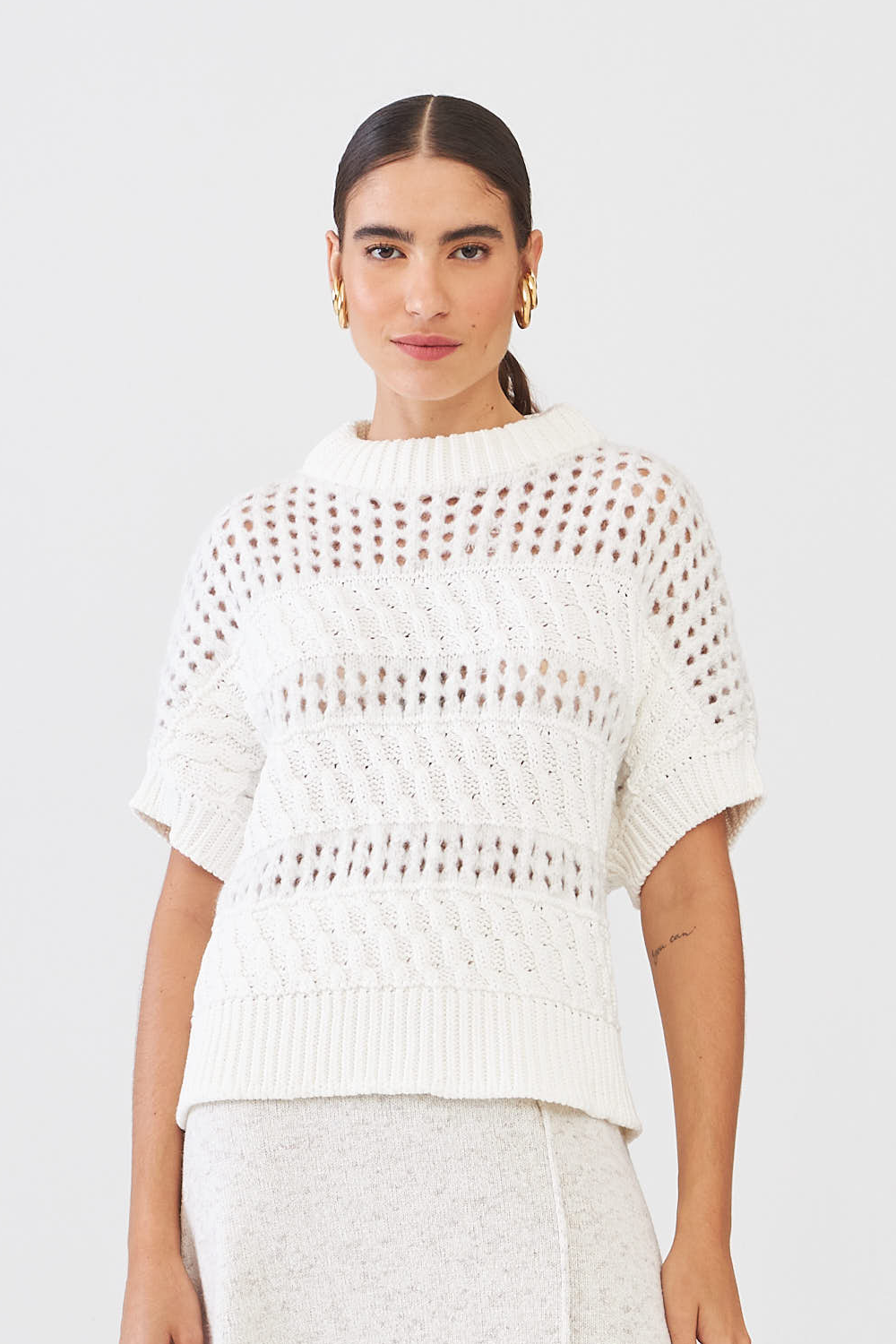 Blusa Em Tricot Detalhe Furos