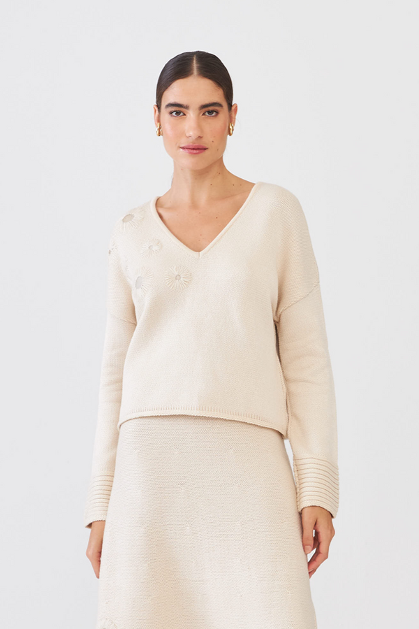 Blusa Box Com Bordado Em Tricot Ninive