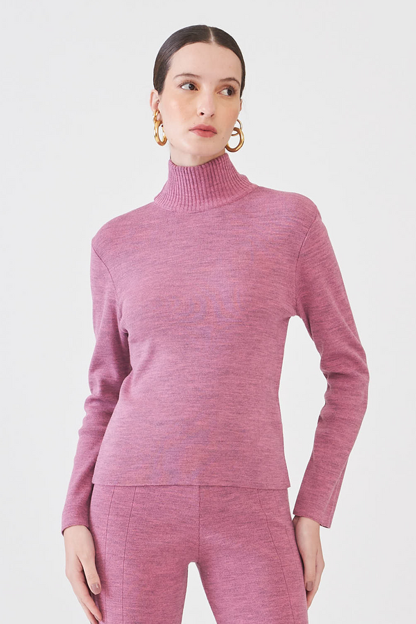 Blusa Em Tricot Com Gola Alta