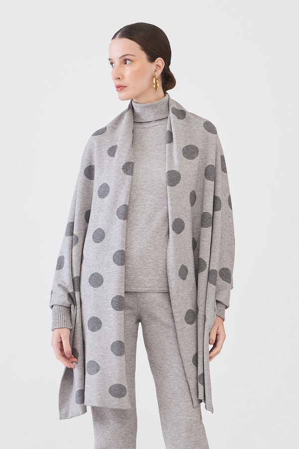 Pashimina Dupla Face Em Tricot Jacquard Chumbo Grafite