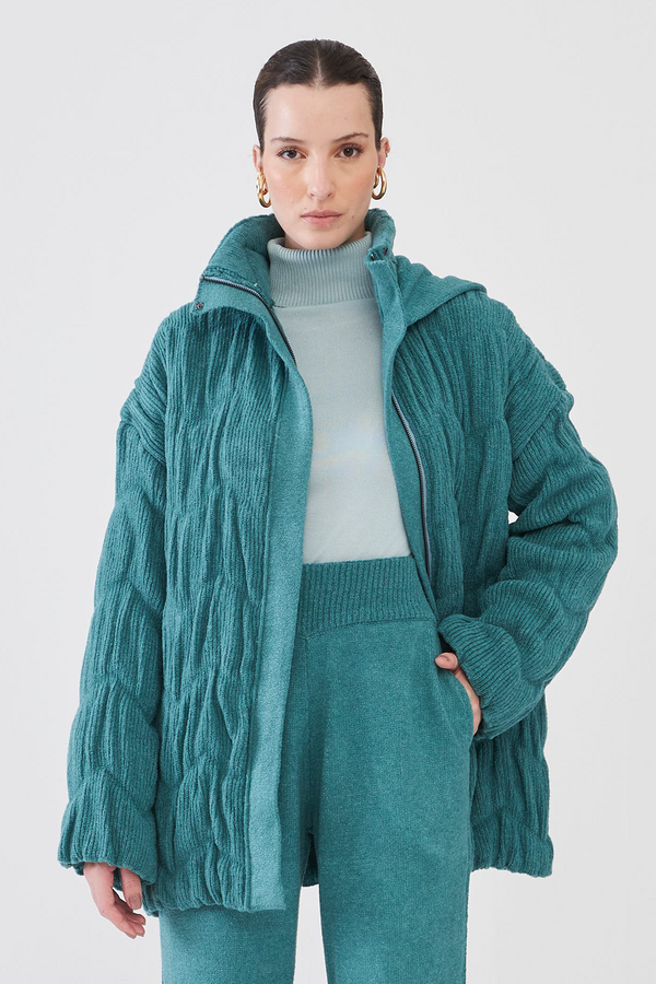 Casaco Puffer Em Tricot