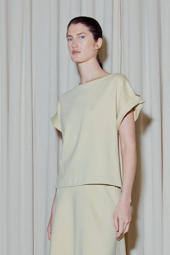 Blusa Sem Mangas Com Fenda Em Malha Avocado