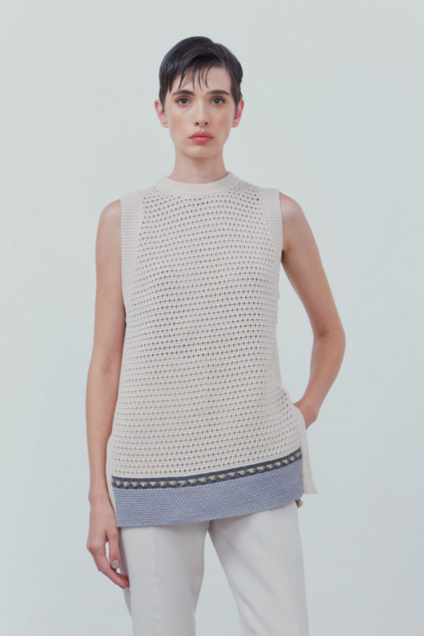 Blusa Colete Alongada Em Tricot