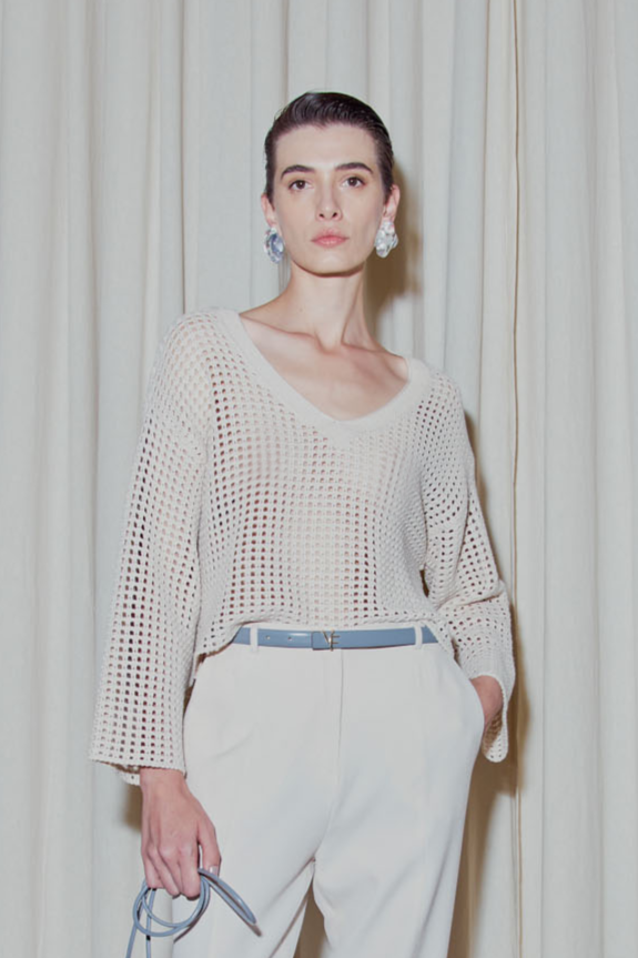 Blusa Manga Em Tricot Textura