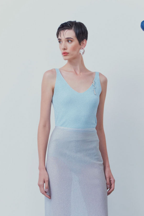 Blusa Alças Decote V Em Tricot