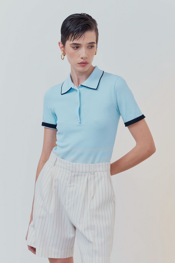 Blusa Polo Com  Manga Em Tricot