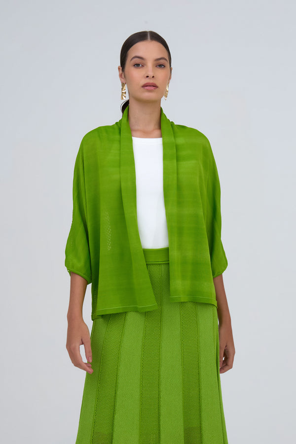 Casulo Com Manga Mix Texturas Em Tricot Maçã Verde