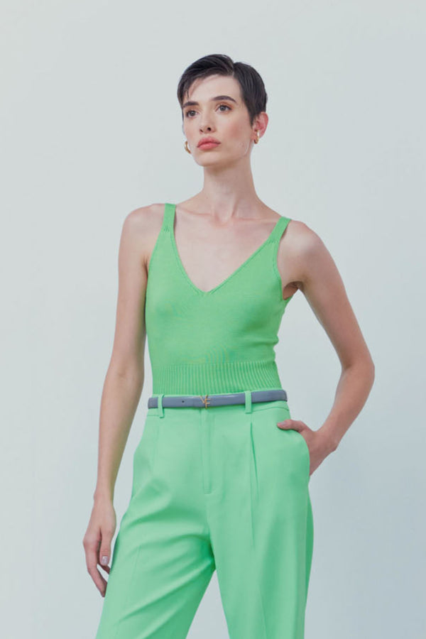 Regata Cropped Decote V Em Tricot
