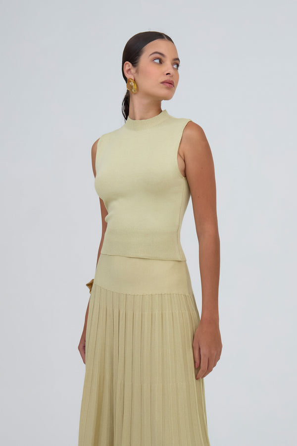 Top Gola Alta Em Tricot Avocado