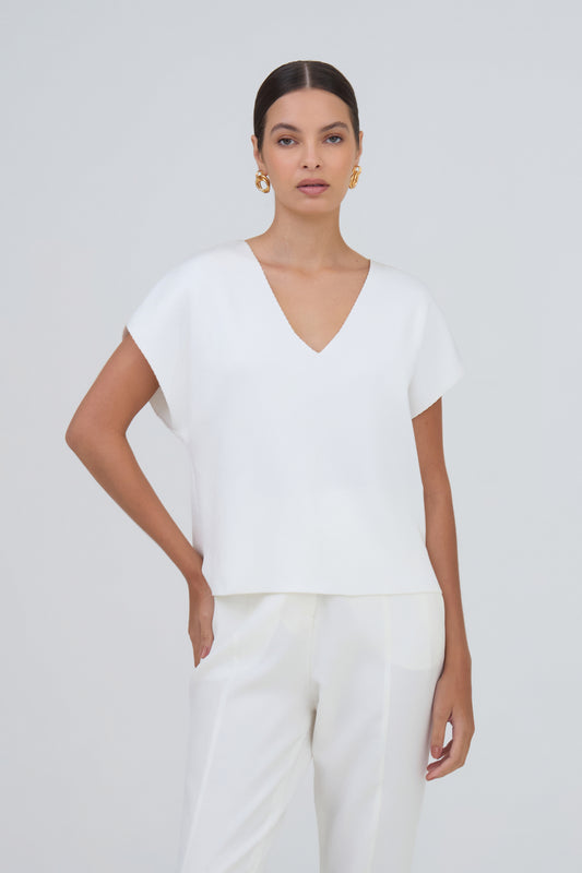 Blusa Em Tricot Manga Japonesa Off White