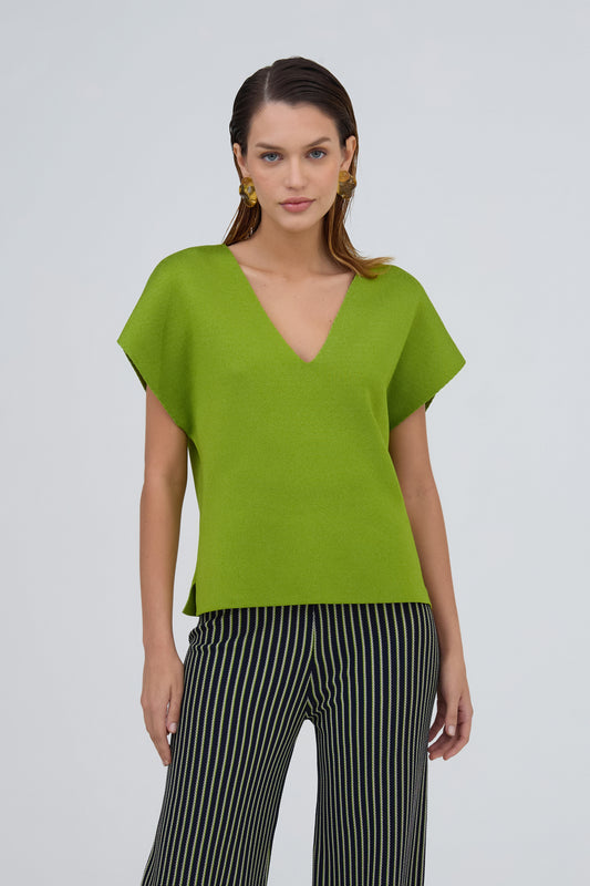 Blusa Em Tricot Manga Japonesa Maçã Verde