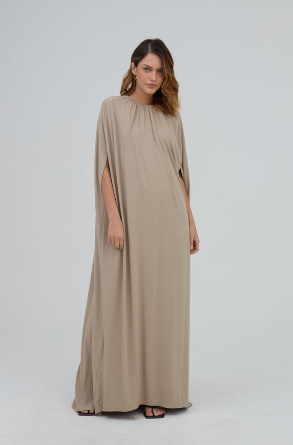 Vestido Kaftan Longo Em Malha Fendi