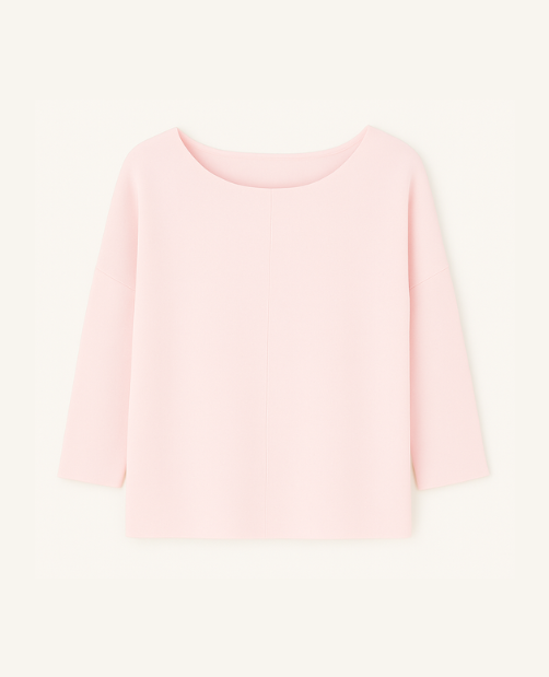 Blusa Ampla Em Tricot Piquet Quartzo Rosa