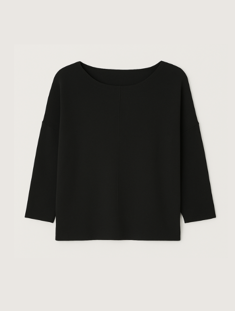 Blusa Ampla Em Tricot Piquet Preto
