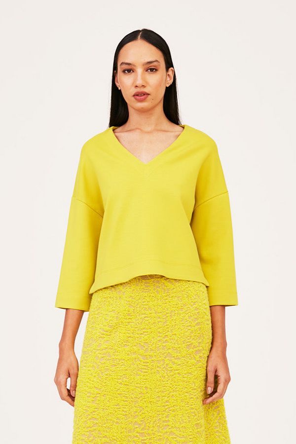 Blusa Decote V Manga 3/4 Em Malha