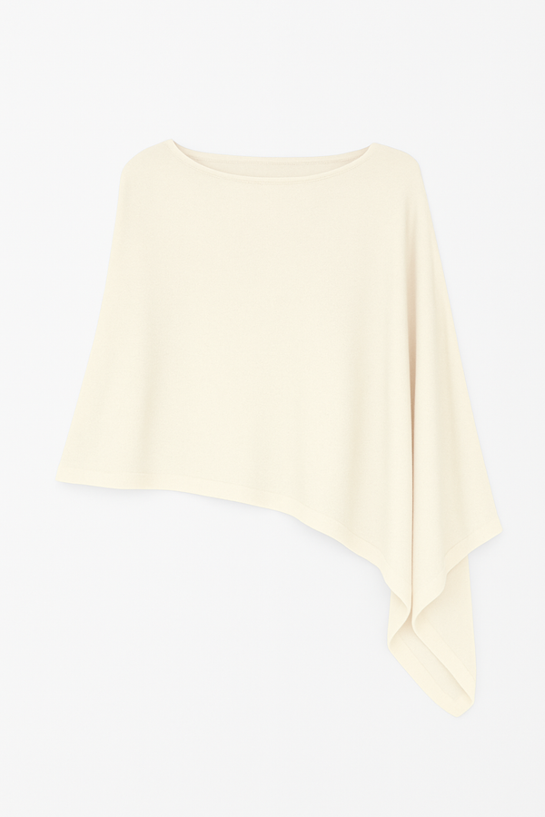 Blusa Poncho Detalhe Assimetria Em Tricot Off White