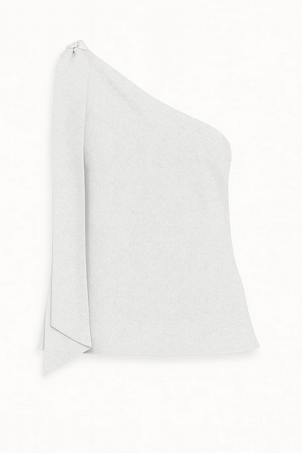 Blusa Em Linho 100% De Um Ombro Só Com Faixa Off White