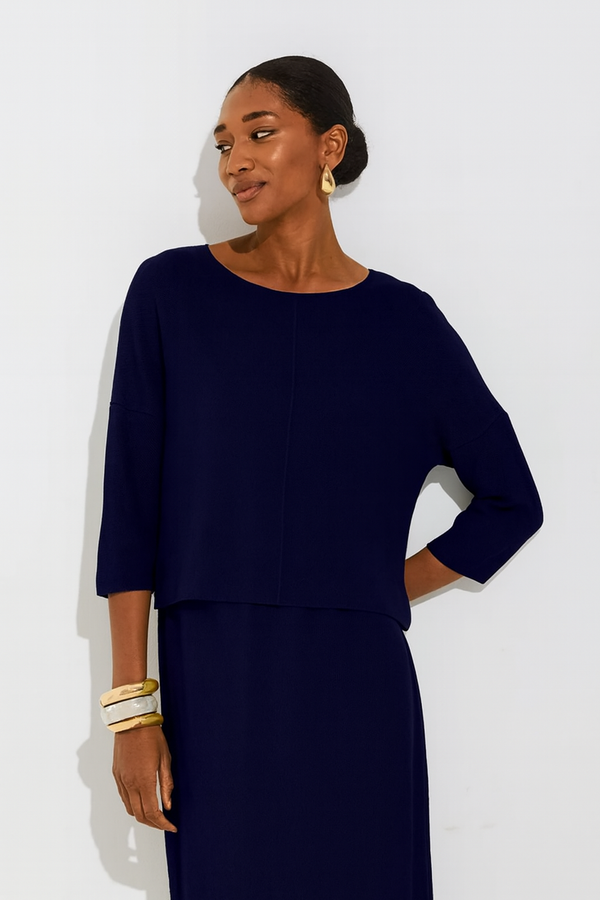 Blusa Ampla Em Tricot Piquet Mistic Blue