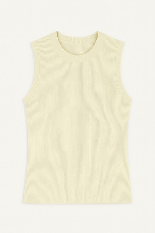 Blusa Sem Mangas Canelada Em Tricot Verde Claro
