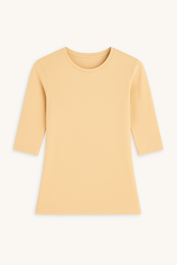 Blusa Manga Curta Em Tricot Bege Champagne