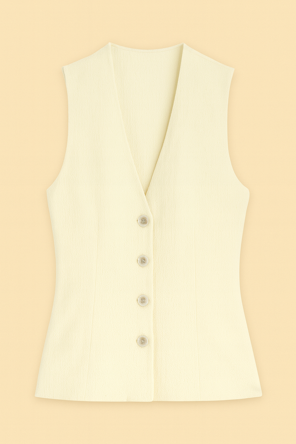 Colete Com Abotoamento Em Tricot Off White