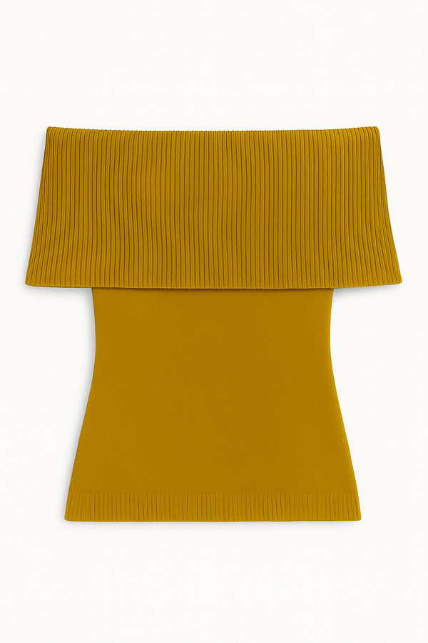 Blusa Sem Mangas Ombro A Ombro Em Tricot Azeite