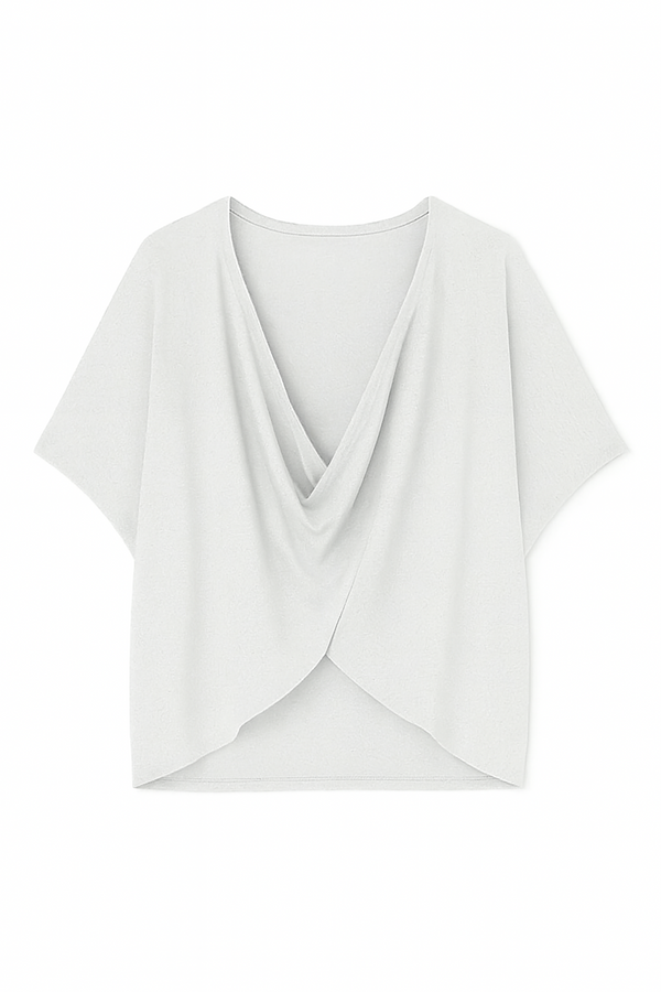 Blusa Ampla Decote Torcido Em Tricot Off White