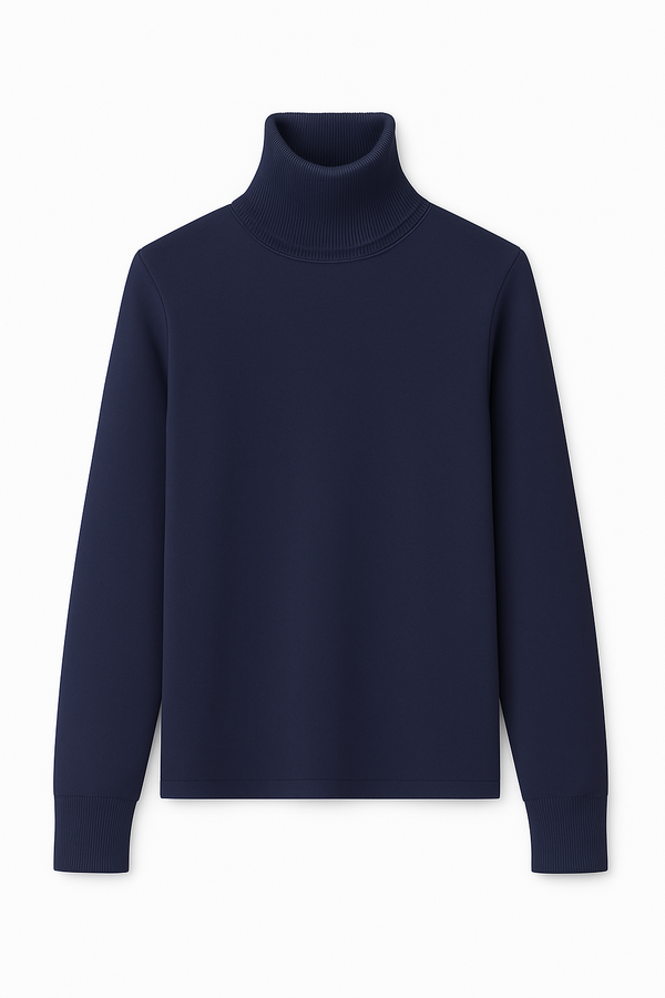 Blusa Gola Alta Manga Longa Em Tricot Purple Blue