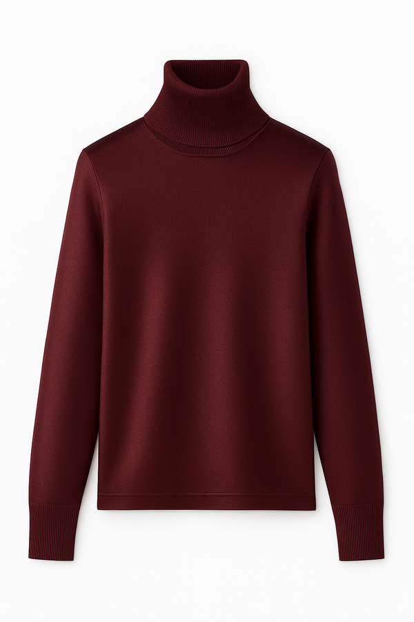 Blusa Gola Alta Manga Longa Em Tricot Ameixa