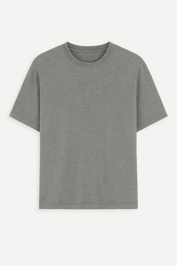T-Shirt Manga Curta Em Malha Light Gray