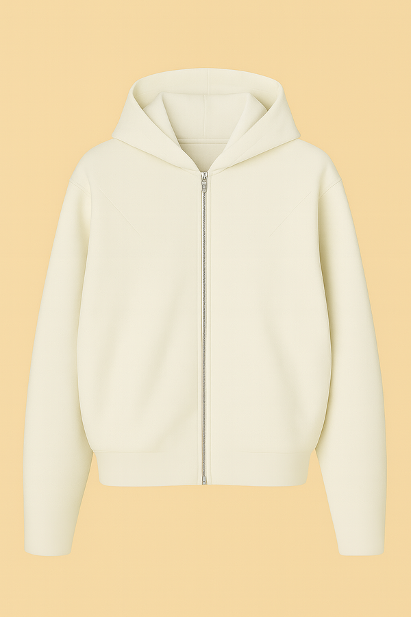 Jaqueta Ampla Com Capuz Em Malha Off White