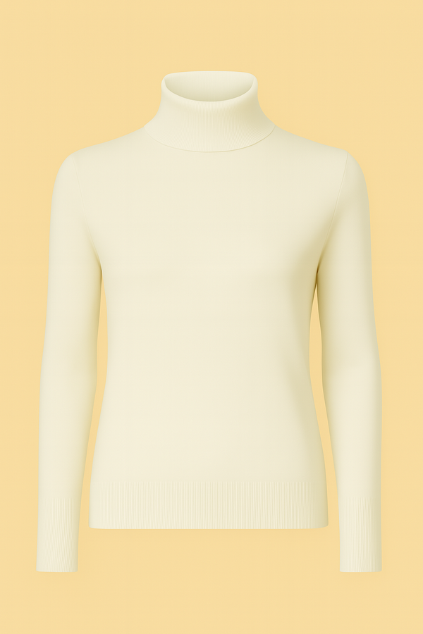 Blusa Manga Longa Gola Alta Em Tricot Off White