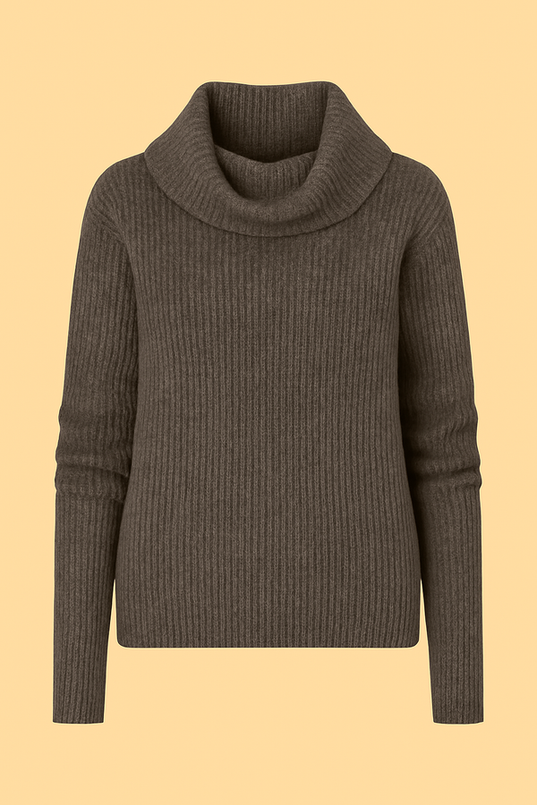 Blusa Manga Longa Gola Ampla Gaseada Em Tricot Dark Gray