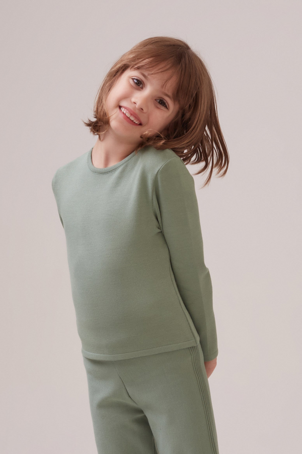 Blusa Infantil Manga Longa Decote Careca Alecrim