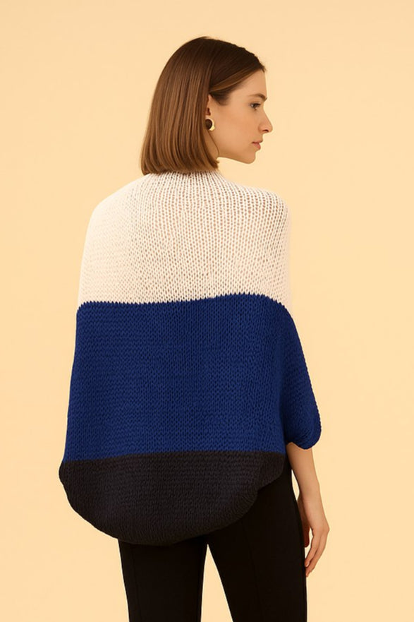 Casulo Tricolor Em Tricot Purple Blue
