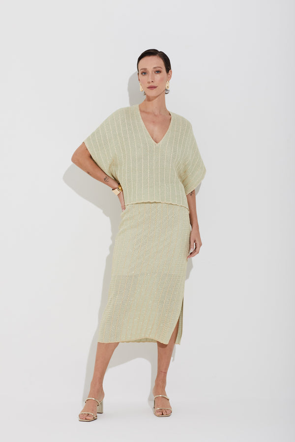 Saia Mix de Pontos Lurex Pistache