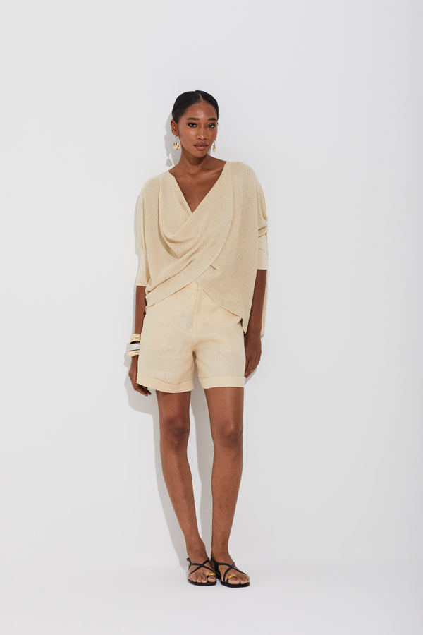 Shorts Linho Puro Off Amanteigado