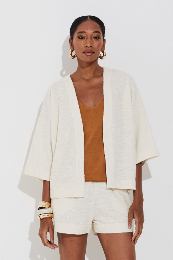 Kimono Malha Texturizada Off White