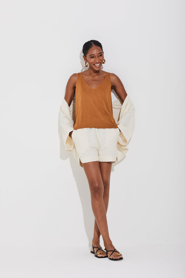 Shorts Malha Texturizada Off White