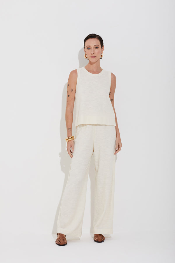 Calça Malha Texturizada Off White