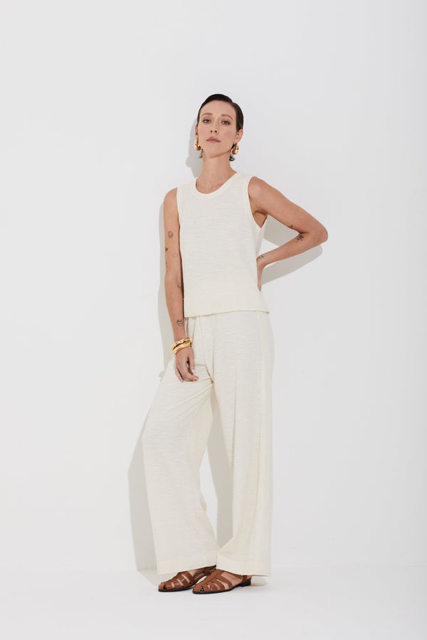 Calça Malha Texturizada Off White