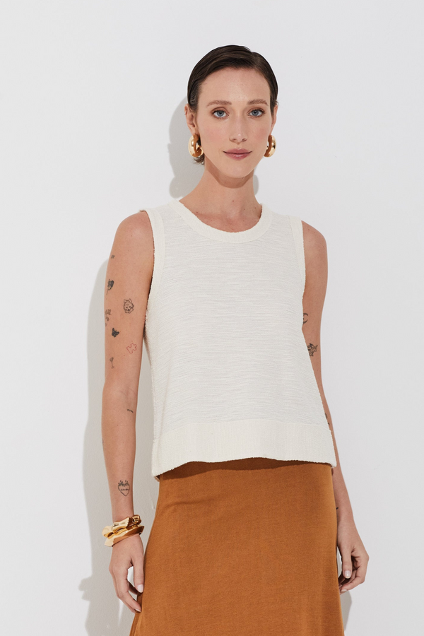 Regata Malha Texturizada Off White