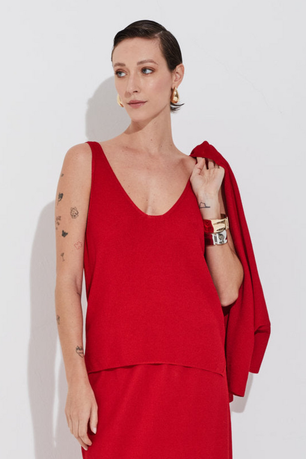 Regata Em Tricot Piquet Tomate