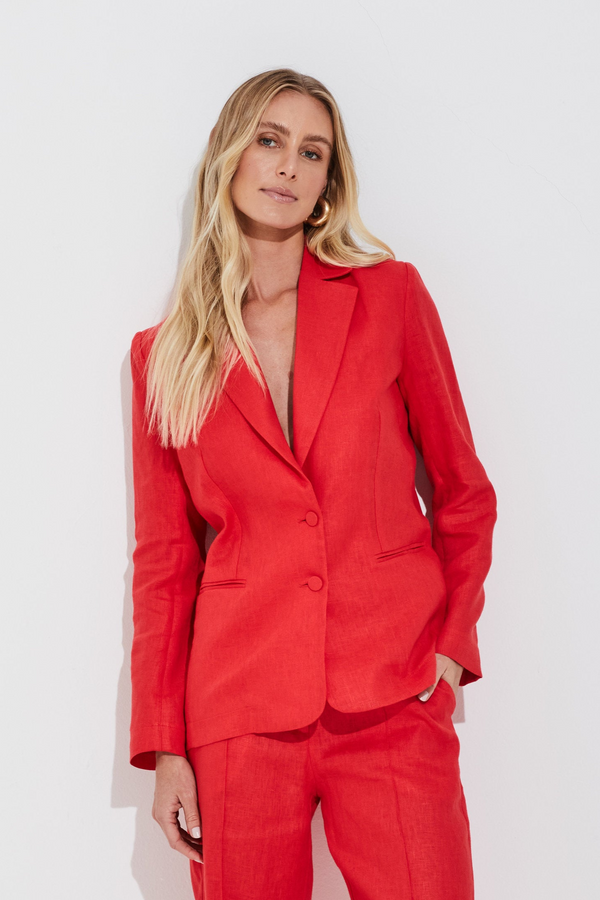 Blazer Linho Puro Tomate
