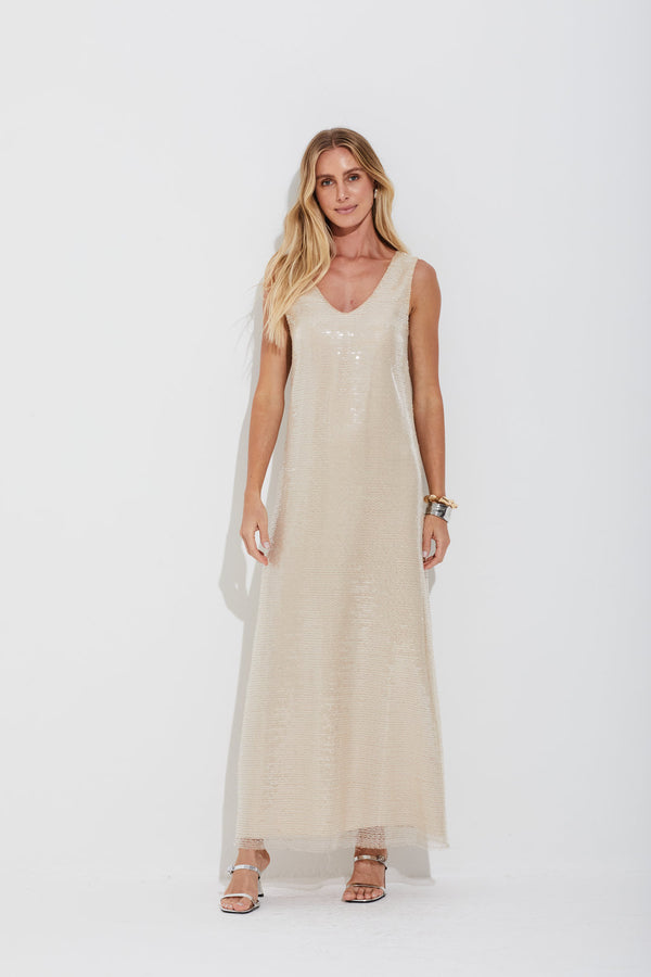 Vestido Paete New Palha
