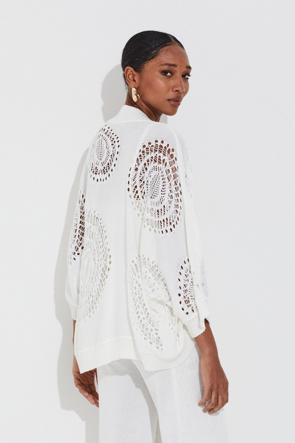 Casulo Tricot Detalhes Em Trama Crochê Mix Tela Off White