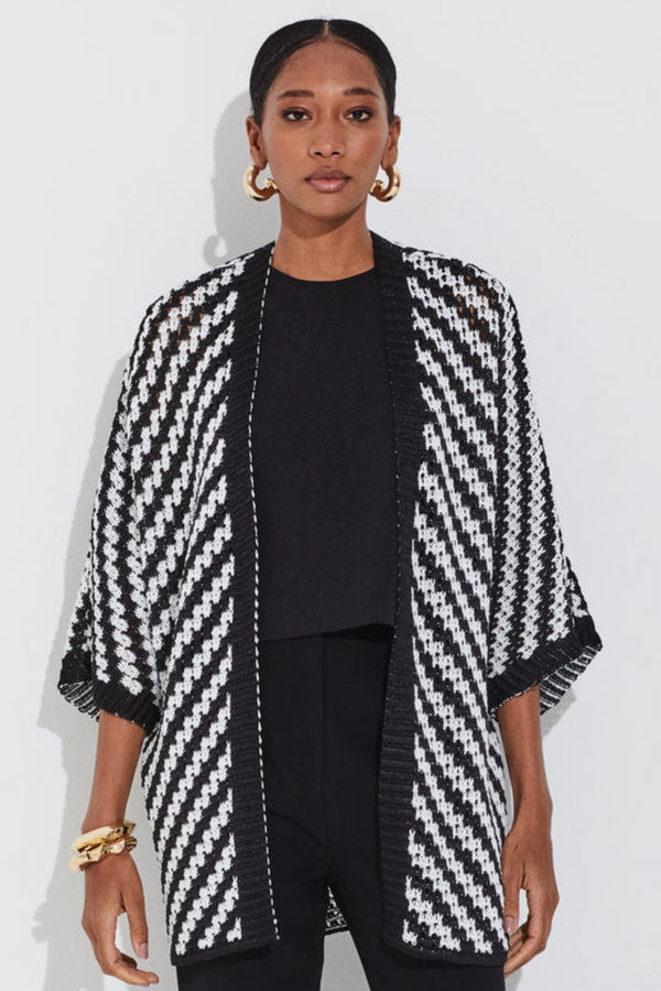 Casulo Tricot Links Franjas Preto/off White