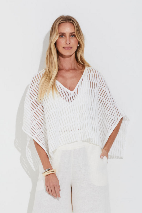 Blusa Geométrica Transparência Off White